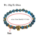 Turquoise Stone Charm Bracelet Men Wood Beads Bracelet Leopard Bracelets&Bangles
