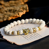 Turquoise Stone Charm Bracelet Men Wood Beads Bracelet Leopard Bracelets&Bangles