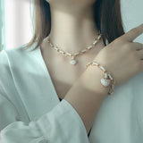 Zircon Heart Shape Pendant Necklace Bracelet Set