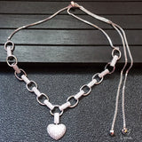 Zircon Heart Shape Pendant Necklace Bracelet Set