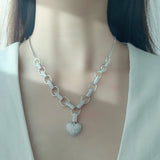 Zircon Heart Shape Pendant Necklace Bracelet Set