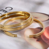 Zircon Inlaid Circular Cuff Bangle Bracelet for Women