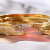 Zircon Inlaid Circular Cuff Bangle Bracelet for Women