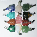 12pcs Natural Stone Crystal Quartz Turtle Pendant Charm Necklace