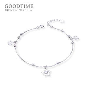 925 Sterling Silver Bead Star Anklet Foot Jewelry Gift