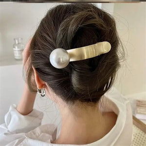 Punk Silver Metal Big Pearl Hair Clip & Pins Cross Styling Accessori