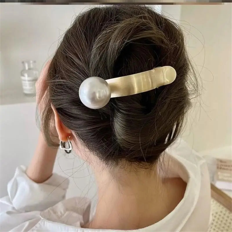 Punk Silver Metal Big Pearl Hair Clip & Pins Cross Styling Accessori