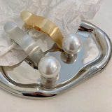 Punk Silver Metal Big Pearl Hair Clip & Pins Cross Styling Accessori
