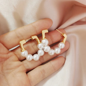 Pearl Ear Piercing Hoop Earrings Women