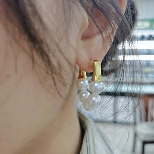 Pearl Ear Piercing Hoop Earrings Women