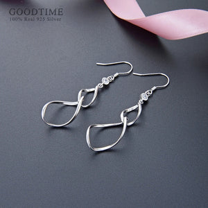 925 Silver Lock-shaped Earrings with Zircon Inlay