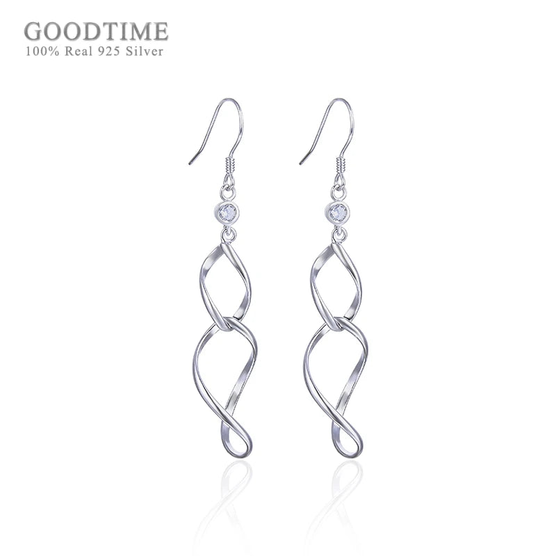 925 Silver Lock-shaped Earrings with Zircon Inlay