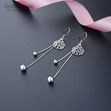 925 Silver Long Tassel Ball Earrings Women's Jewelry Gift