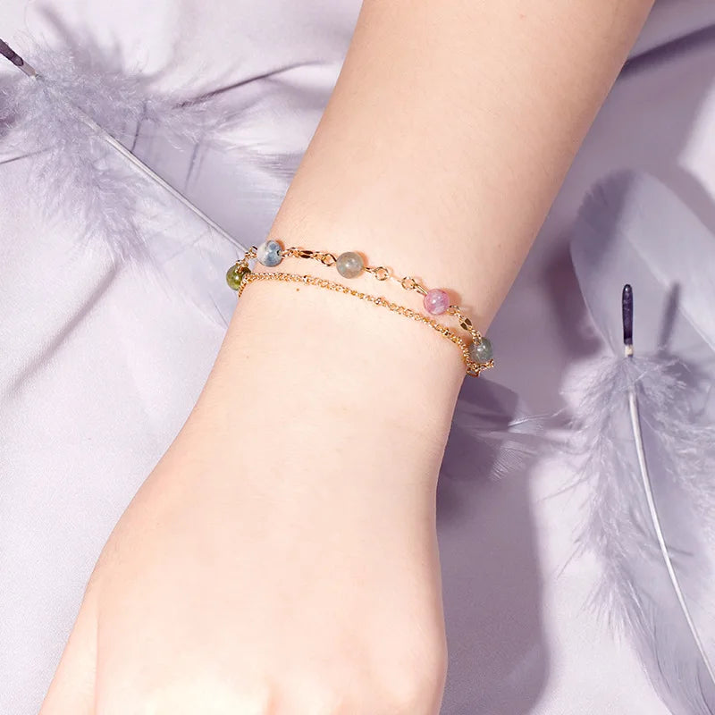 925 Silver Women Bracelet with Colorful Gemstone for Wedding Party