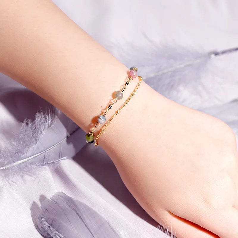 925 Silver Women Bracelet with Colorful Gemstone for Wedding Party
