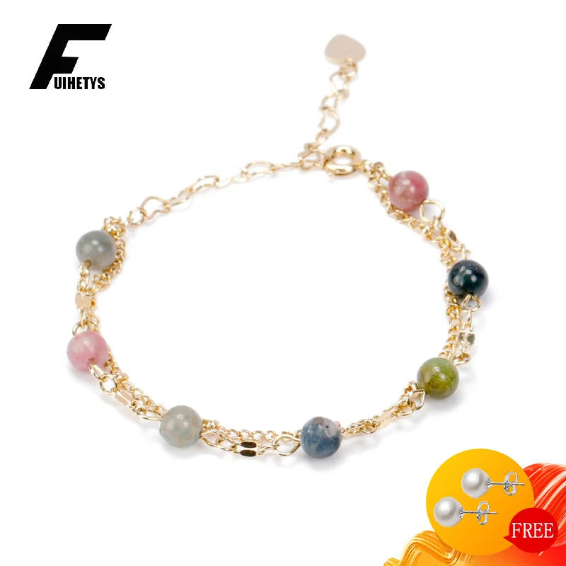 925 Silver Women Bracelet with Colorful Gemstone for Wedding Party