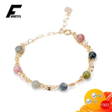 925 Silver Women Bracelet with Colorful Gemstone for Wedding Party
