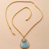 Chunky Chain Amazonite Teardrop Pendant Necklace