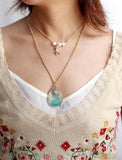 Chunky Chain Amazonite Teardrop Pendant Necklace