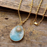 Chunky Chain Amazonite Teardrop Pendant Necklace