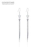 925 Sterling Silver Tassel Star Zircon Earrings