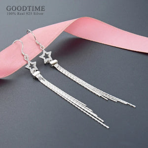 925 Sterling Silver Tassel Star Zircon Earrings