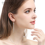 925 Sterling Silver Tassel Star Zircon Earrings