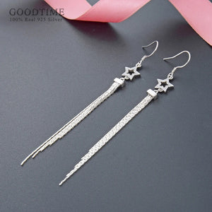 925 Sterling Silver Tassel Star Zircon Earrings