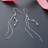 925 Sterling Silver Zircon Tassel Earrings for Party