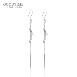 925 Sterling Silver Zircon Tassel Earrings for Party
