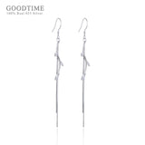 925 Sterling Silver Zircon Tassel Earrings for Party