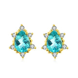 Water Drop Shape Emerald Zircon Gemstone Stud Earrings