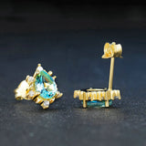 Water Drop Shape Emerald Zircon Gemstone Stud Earrings