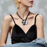 Women Choker Necklace with Grey Pendant Chunky Choker Suspension