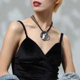 Women Choker Necklace with Grey Pendant Chunky Choker Suspension