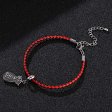 Red Leather Bracelet Fox Dancer Buddha Pendant SP0533