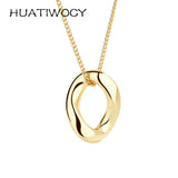 925 Silver Necklace Irregular Round Pendant Wedding Party Gift