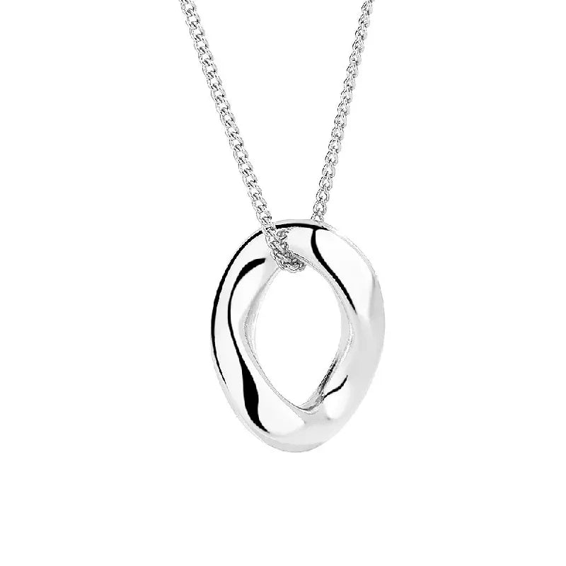 925 Silver Necklace Irregular Round Pendant Wedding Party Gift