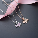 925 Sterling Silver Zircon Puppy Pendant Necklace