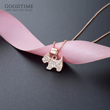 925 Sterling Silver Zircon Puppy Pendant Necklace