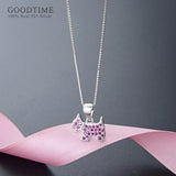 925 Sterling Silver Zircon Puppy Pendant Necklace