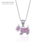 925 Sterling Silver Zircon Puppy Pendant Necklace