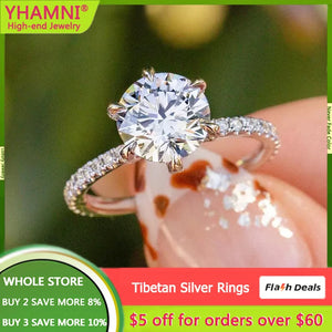2ct Zircon Engagement Band Wedding Ring Tibetan Silver