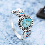 925 Silver Women's Ring with Created Turquoise - Wedding Party Birthday Gift