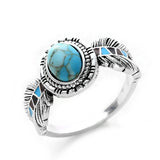 925 Silver Women's Ring with Created Turquoise - Wedding Party Birthday Gift