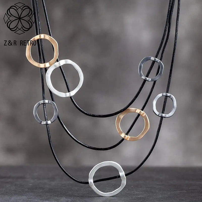 Women's Goth Chain Necklaces Circle Chokers Jewelry Round Accessories