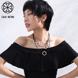 Women's Goth Chain Necklaces Circle Chokers Jewelry Round Accessories