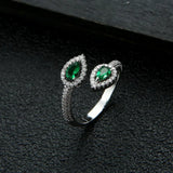 Women's Green Water Drop Full Finger Cubic Zircon Ring