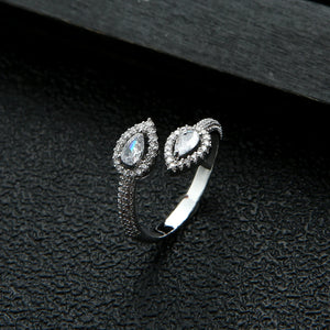 Women's Green Water Drop Full Finger Cubic Zircon Ring