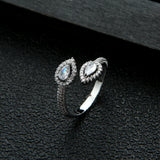Women's Green Water Drop Full Finger Cubic Zircon Ring
